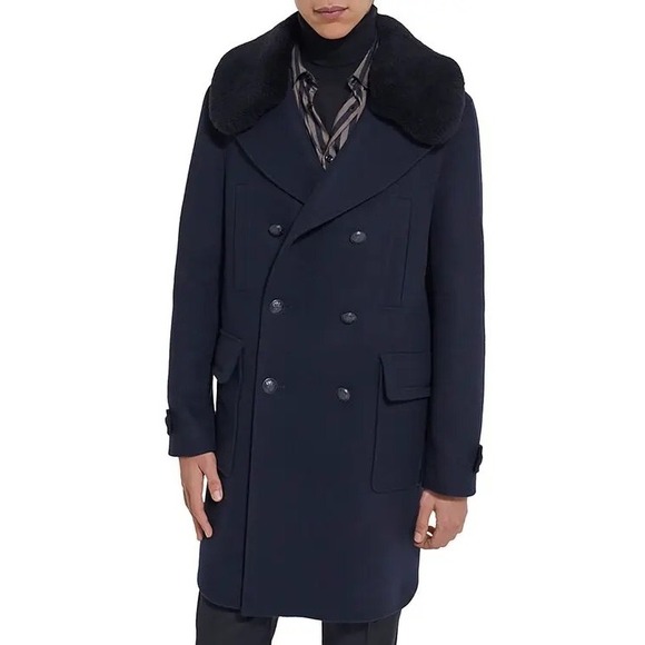 The Kooples NEWvDouble Breasted Redding Coat Navy Size Large‎ MSRP $785